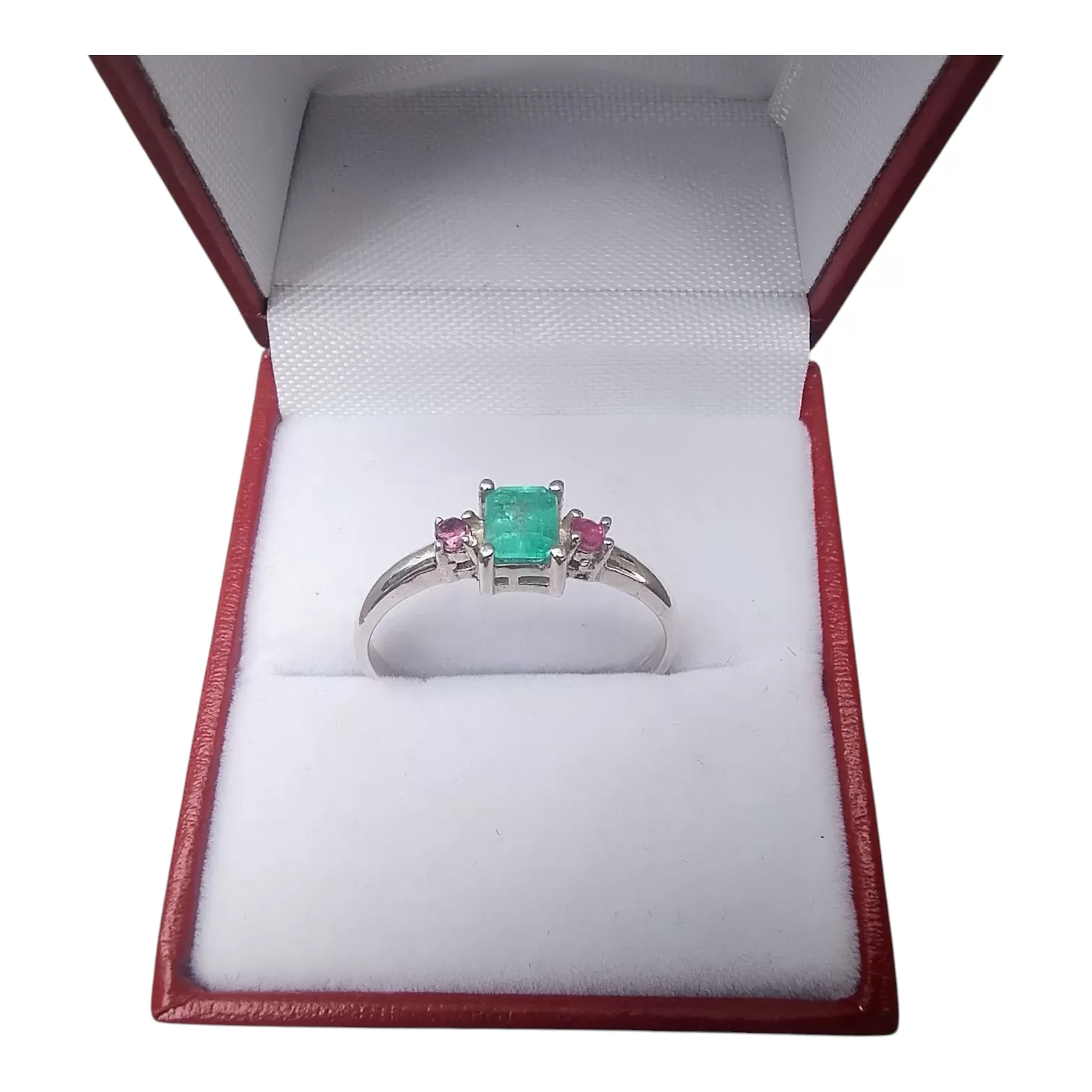 Anillo de esmeralda y dos rubís - Image 2