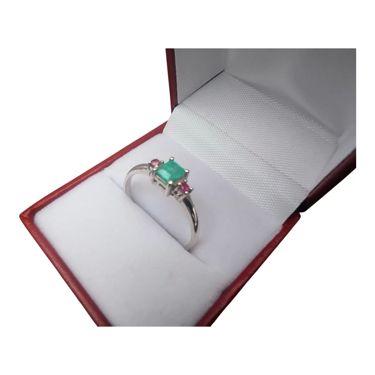 Anillo de esmeralda y dos rubís - Image 3
